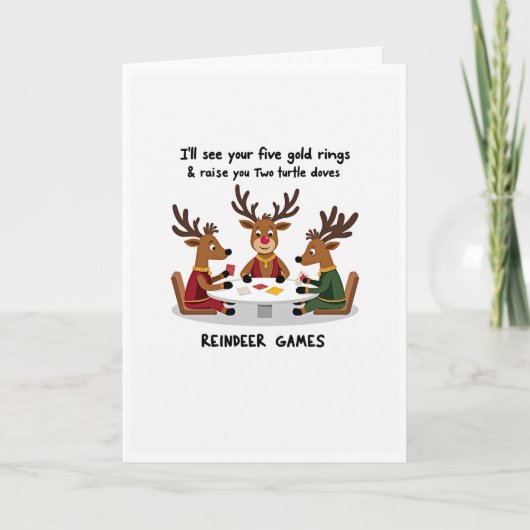 Funny Reindeer Games Christmas Card サンキューカード (正面)