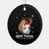 Funny Reindeer Guinea Pig Christmas セラミックオーナメント (左)