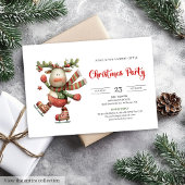 Funny Reindeer minimalist modern party invitation 招待状