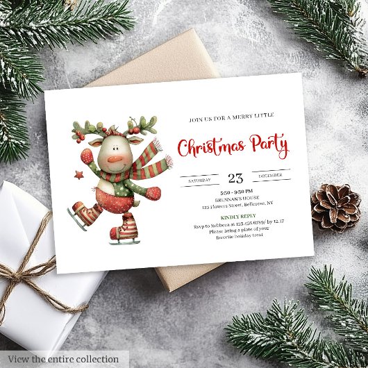 Funny Reindeer minimalist modern party invitation 招待状