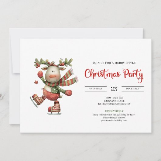 Funny Reindeer minimalist modern party invitation 招待状 (正面)
