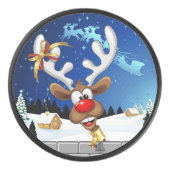 Funny Reindeer Peeking Christmas Meme  アイスホッケーパック (正面)