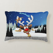 Funny Reindeer Peeking Christmas Meme  アクセントクッション (裏面)