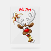 Funny Reindeer Peeking Christmas Meme  アクリルサイン (正面)