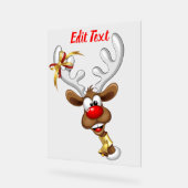 Funny Reindeer Peeking Christmas Meme  アクリルサイン (傾斜)