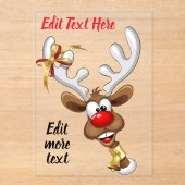 Funny Reindeer Peeking Christmas Meme  アクリル招待状 (正面)