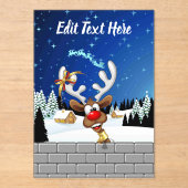 Funny Reindeer Peeking Christmas Meme  アクリル招待状 (正面)