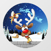 Funny Reindeer Peeking Christmas Meme  ウィンドウサイン (シート)