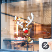 Funny Reindeer Peeking Christmas Meme  ウィンドウサイン (カフェ窓)