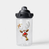 Funny Reindeer Peeking Christmas Meme  ウォーターボトル (背面)