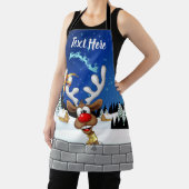 Funny Reindeer Peeking Christmas Meme  エプロン (インサイチュ)