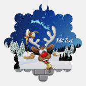Funny Reindeer Peeking Christmas Meme  オーナメントカード (正面)