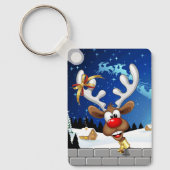 Funny Reindeer Peeking Christmas Meme  キーホルダー (正面)