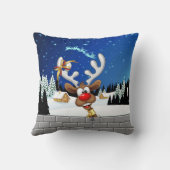 Funny Reindeer Peeking Christmas Meme  クッション (裏面)