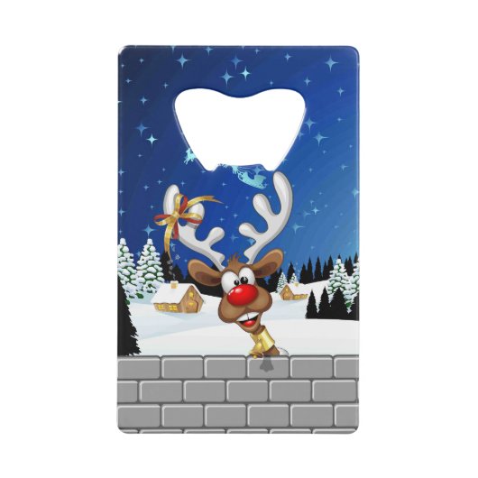 Funny Reindeer Peeking Christmas Meme  クレジットカード栓抜き (正面)