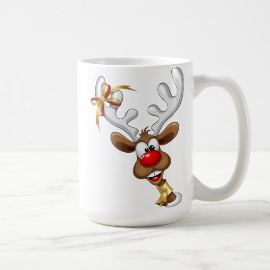 Funny Reindeer Peeking Christmas Meme  コーヒーマグカップ (右)