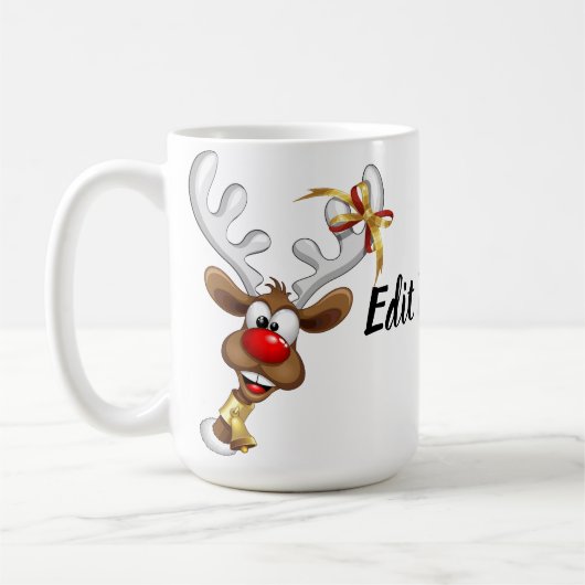 Funny Reindeer Peeking Christmas Meme  コーヒーマグカップ (左)