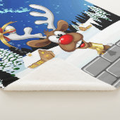Funny Reindeer Peeking Christmas Meme  シェルパブランケット (3/4)