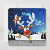 Funny Reindeer Peeking Christmas Meme  シーズンカード (正面)