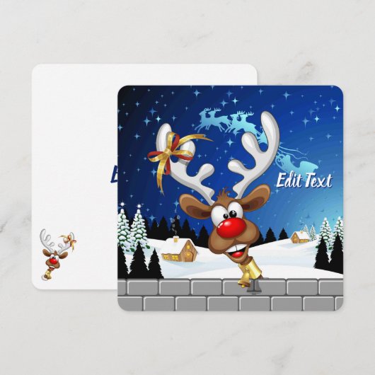 Funny Reindeer Peeking Christmas Meme  シーズンカード (正面/裏面)