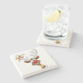 Funny Reindeer Peeking Christmas Meme  ストーンコースター (横)