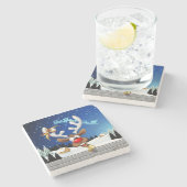 Funny Reindeer Peeking Christmas Meme  ストーンコースター (横)