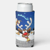 Funny Reindeer Peeking Christmas Meme  スリム缶クーラー (Seltzer正面)