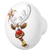 Funny Reindeer Peeking Christmas Meme  セラミックノブ (右)