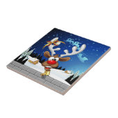 Funny Reindeer Peeking Christmas Meme  タイル (側面)