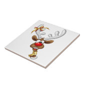 Funny Reindeer Peeking Christmas Meme  タイル (側面)