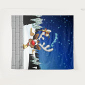 Funny Reindeer Peeking Christmas Meme  タペストリー (正面(横))