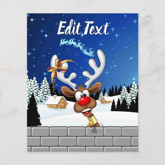 Funny Reindeer Peeking Christmas Meme  チラシ (正面)