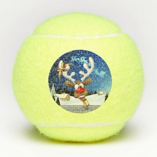 Funny Reindeer Peeking Christmas Meme  テニスボール (正面)