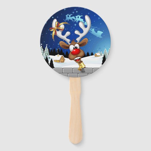 Funny Reindeer Peeking Christmas Meme  ハンドファン (正面)