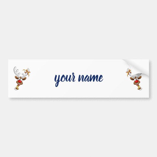Funny Reindeer Peeking Christmas Meme  バンパーステッカー (正面)