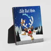 Funny Reindeer Peeking Christmas Meme  フォトプラーク (正面)