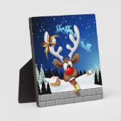 Funny Reindeer Peeking Christmas Meme  フォトプラーク (正面)