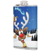 Funny Reindeer Peeking Christmas Meme  フラスク (左)