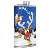 Funny Reindeer Peeking Christmas Meme  フラスク (右)