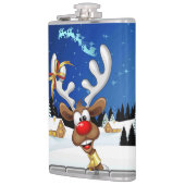 Funny Reindeer Peeking Christmas Meme  フラスク (左)