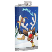 Funny Reindeer Peeking Christmas Meme  フラスク (右)