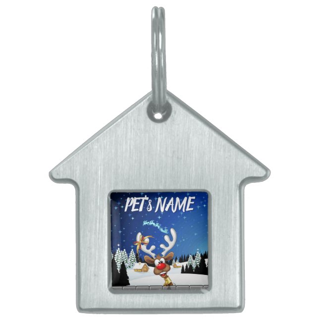 Funny Reindeer Peeking Christmas Meme  ペットネームタグ (正面)