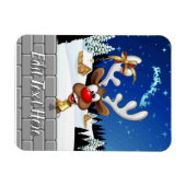 Funny Reindeer Peeking Christmas Meme  マグネット (横)