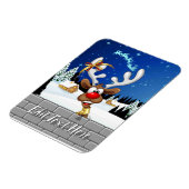 Funny Reindeer Peeking Christmas Meme  マグネット (左側)