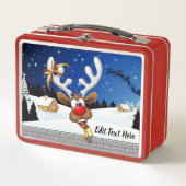 Funny Reindeer Peeking Christmas Meme  メタルランチボックス (正面)