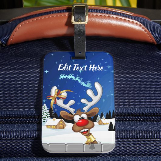 Funny Reindeer Peeking Christmas Meme  ラゲッジタグ (正面インサイチュ2)