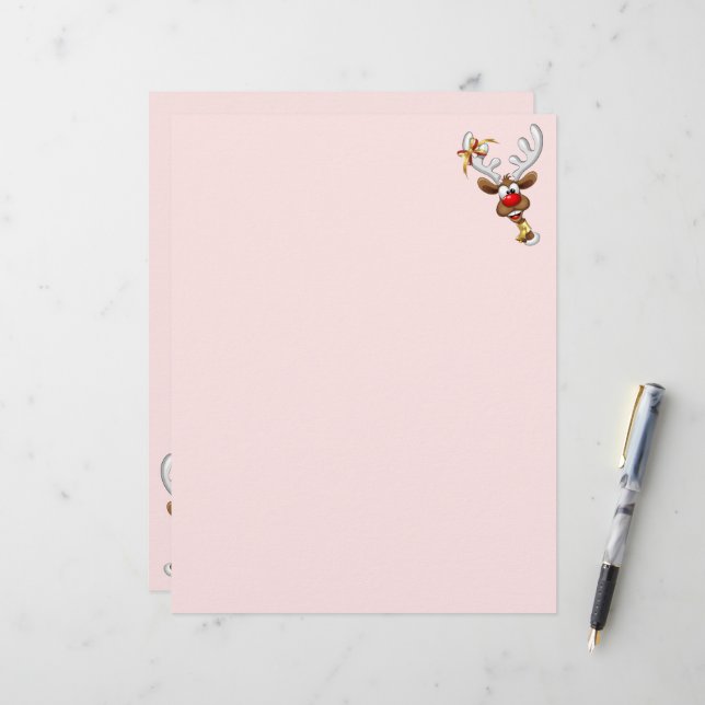 Funny Reindeer Peeking Christmas Meme  レターヘッド (正面/裏面インサイチュ)