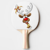 Funny Reindeer Peeking Christmas Meme  卓球ラケット (裏面)