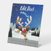 Funny Reindeer Peeking Christmas Meme  台座サイン (正面)