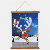 Funny Reindeer Peeking Christmas Meme  吊り下げ型タペストリー (正面)